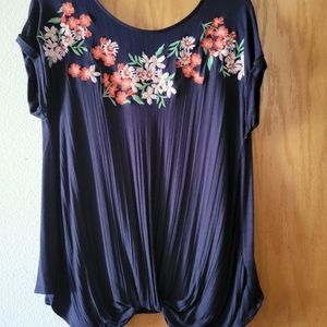 Women's embroidered blouse. Dark Blue.